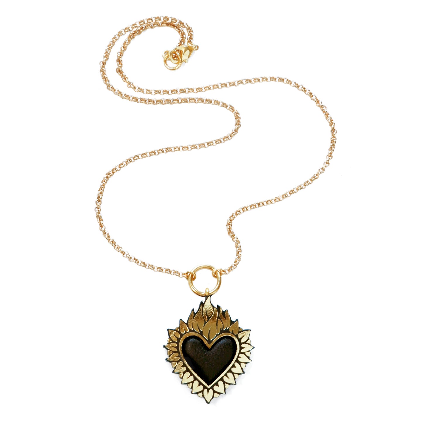 FLAMING HEART . Ring pendant