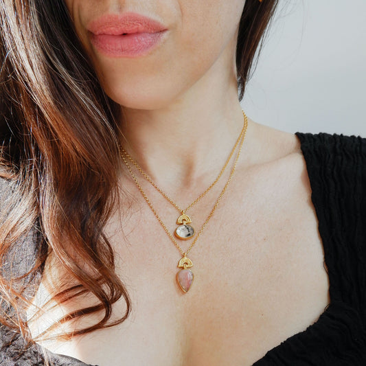 BAMBOO SUNRISE mini . pendant / Pink Opal