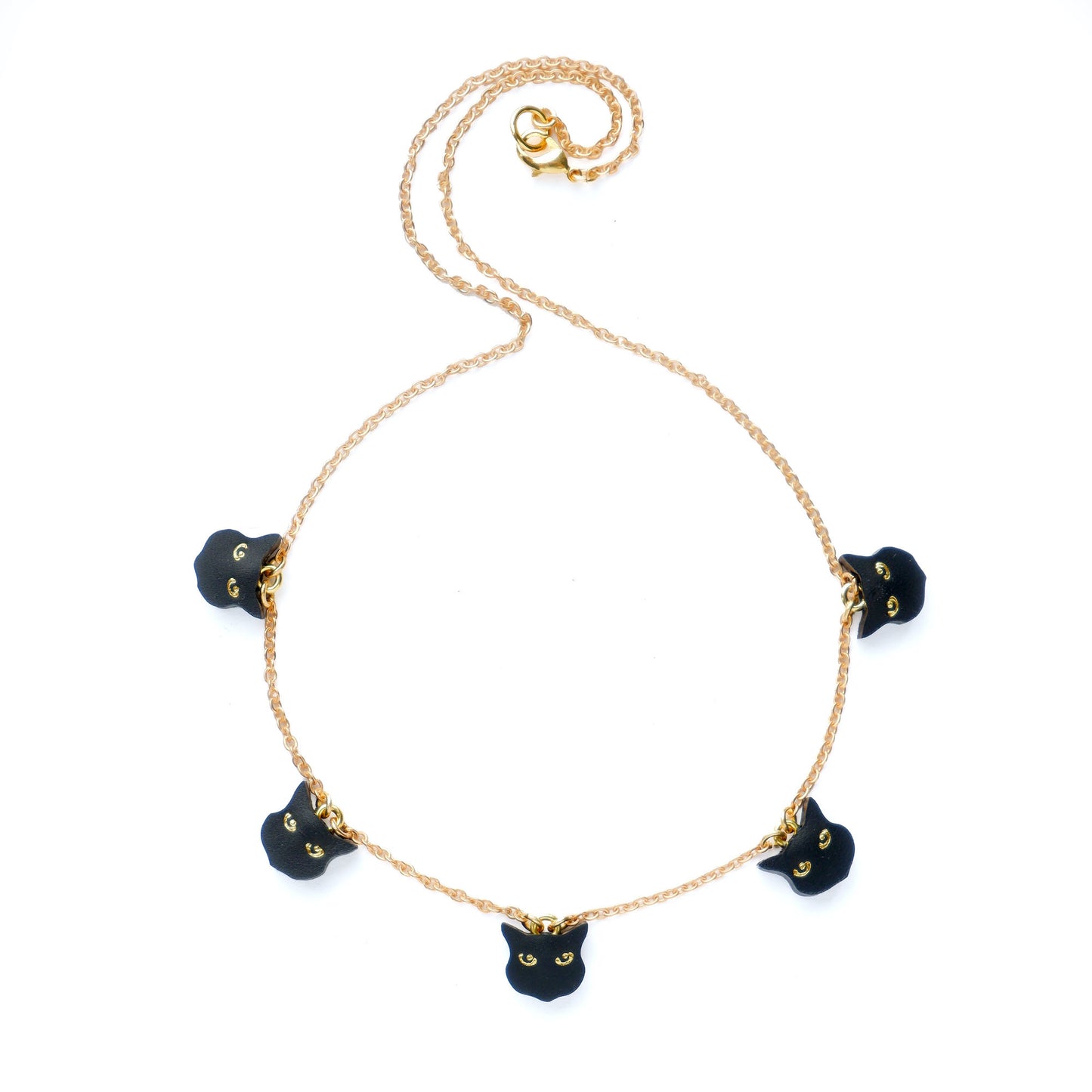 LITTLE BLACK CAT . charm necklace