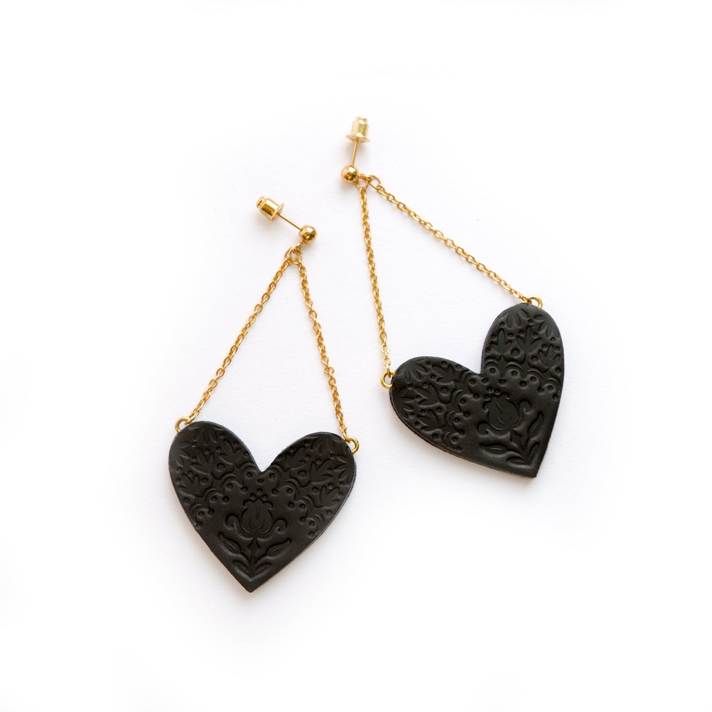 SWEET BLACK HEART . large earrings
