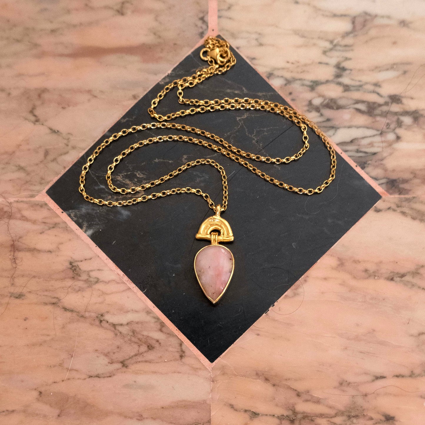 BAMBOO SUNRISE mini . pendant  / Pink Opal