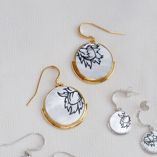 *RTS* COPERNICUS . SUPER .  Full Moon Earrings . Gold Vermeil / Cobnuts