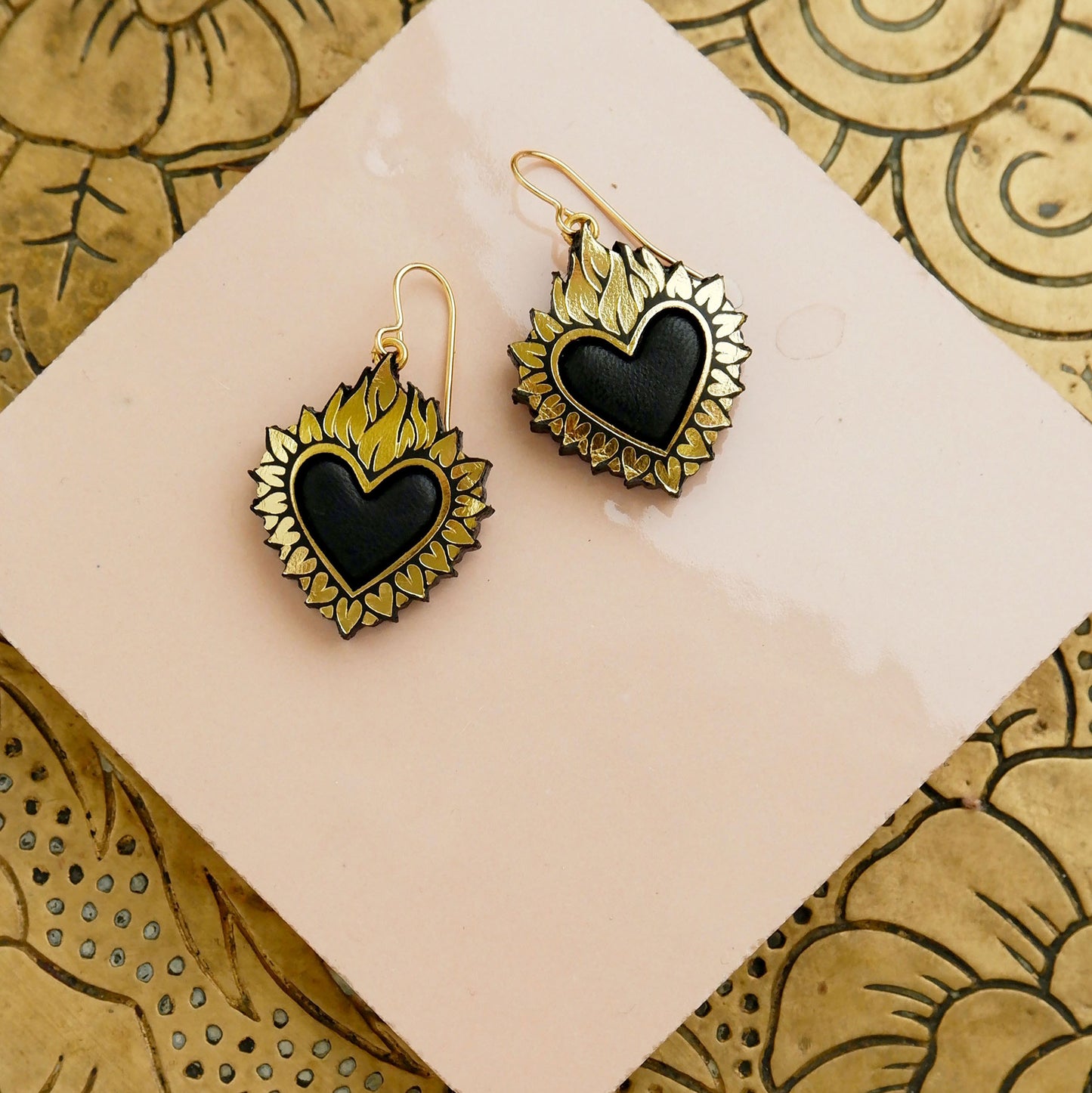 FLAMING HEART  .  earrings