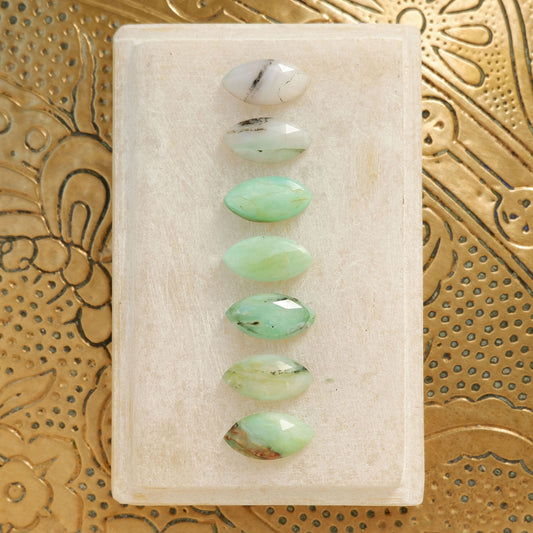 7 Green Peruvian Opal Marquise cut faceted gemstones to choose from