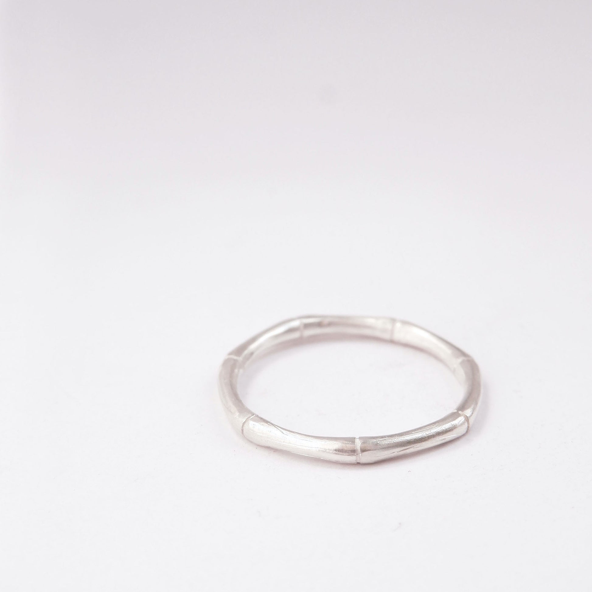 fine sterling silver bamboo style stacking ring, on white background