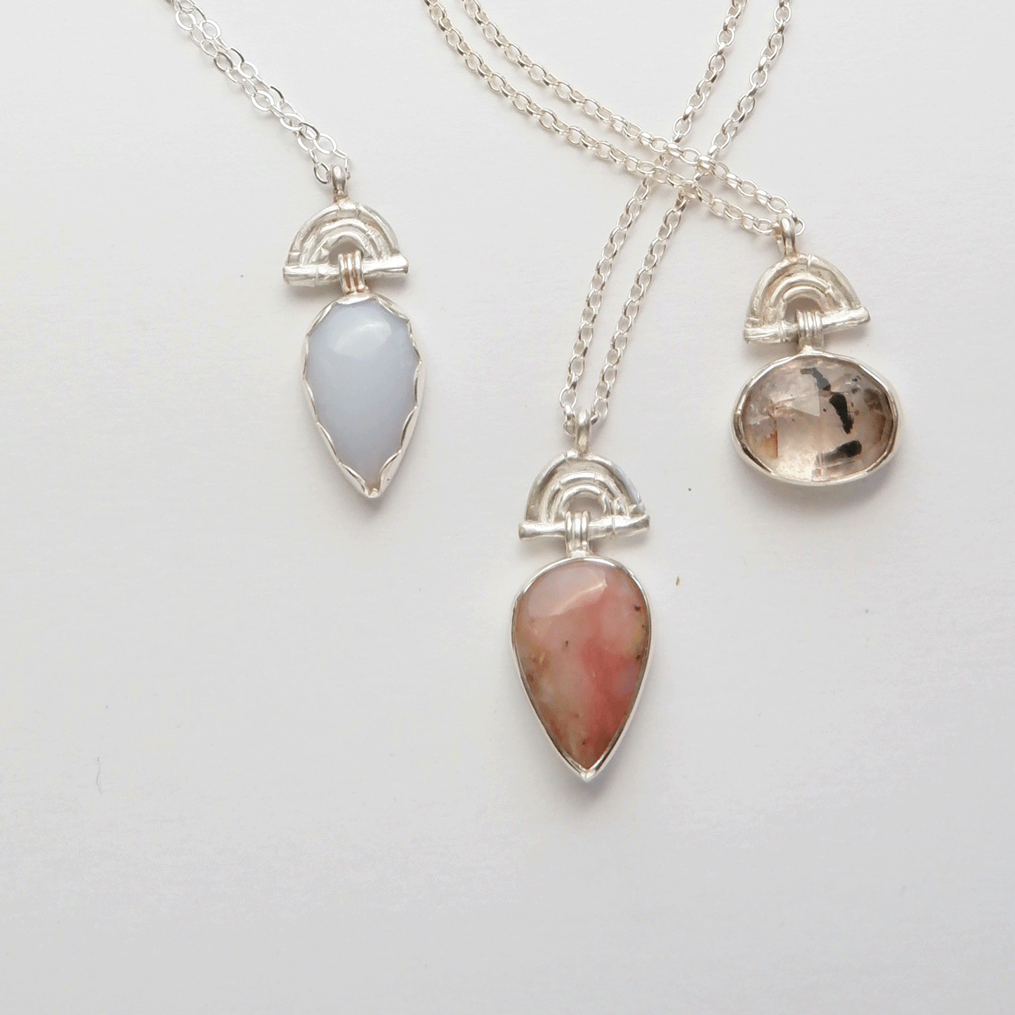 BAMBOO SUNRISE mini . pendant  / Pink Opal