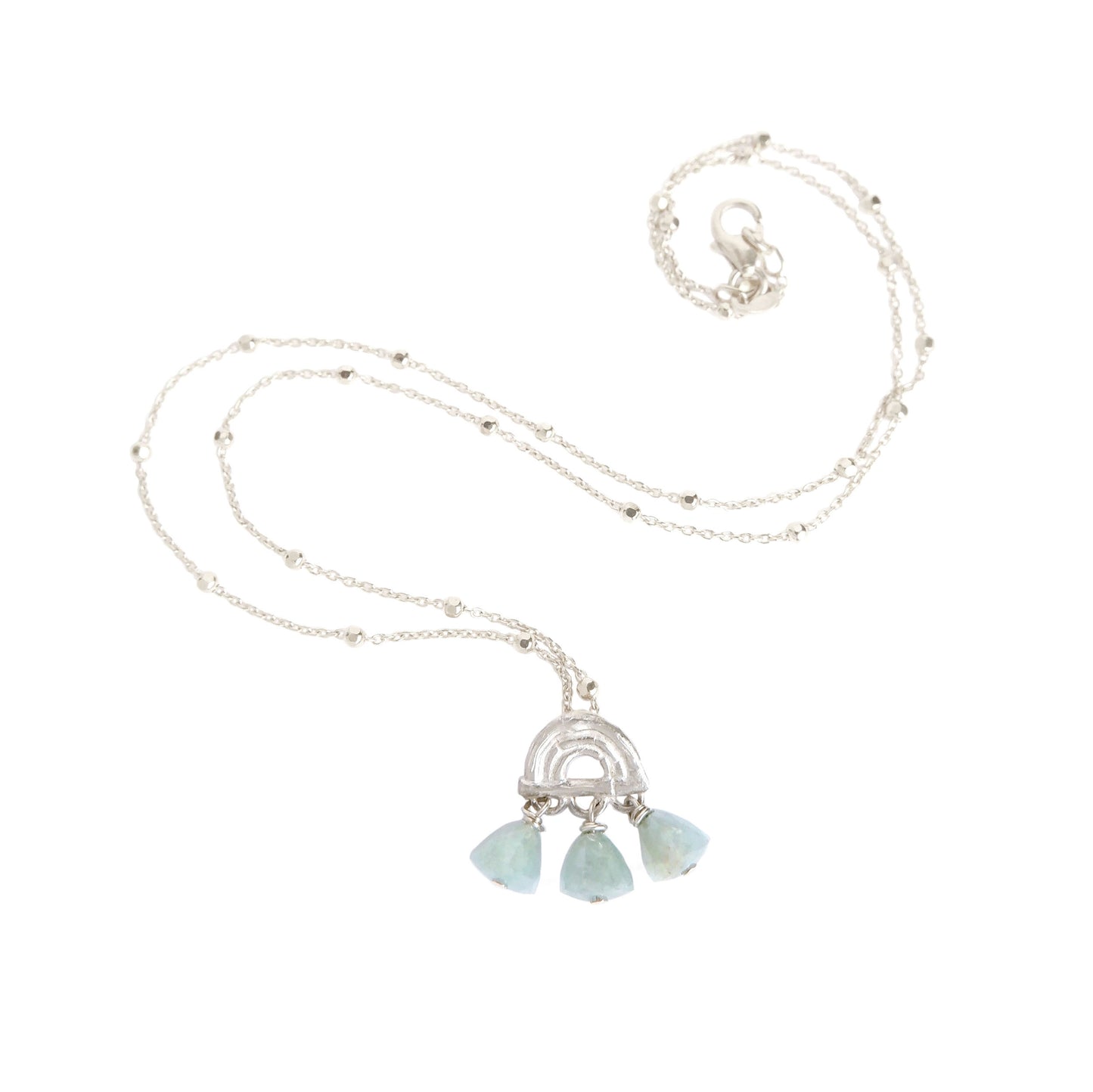 BAMBOO SUNRISE mini . pendant / Aquamarine Pyramid Fringe