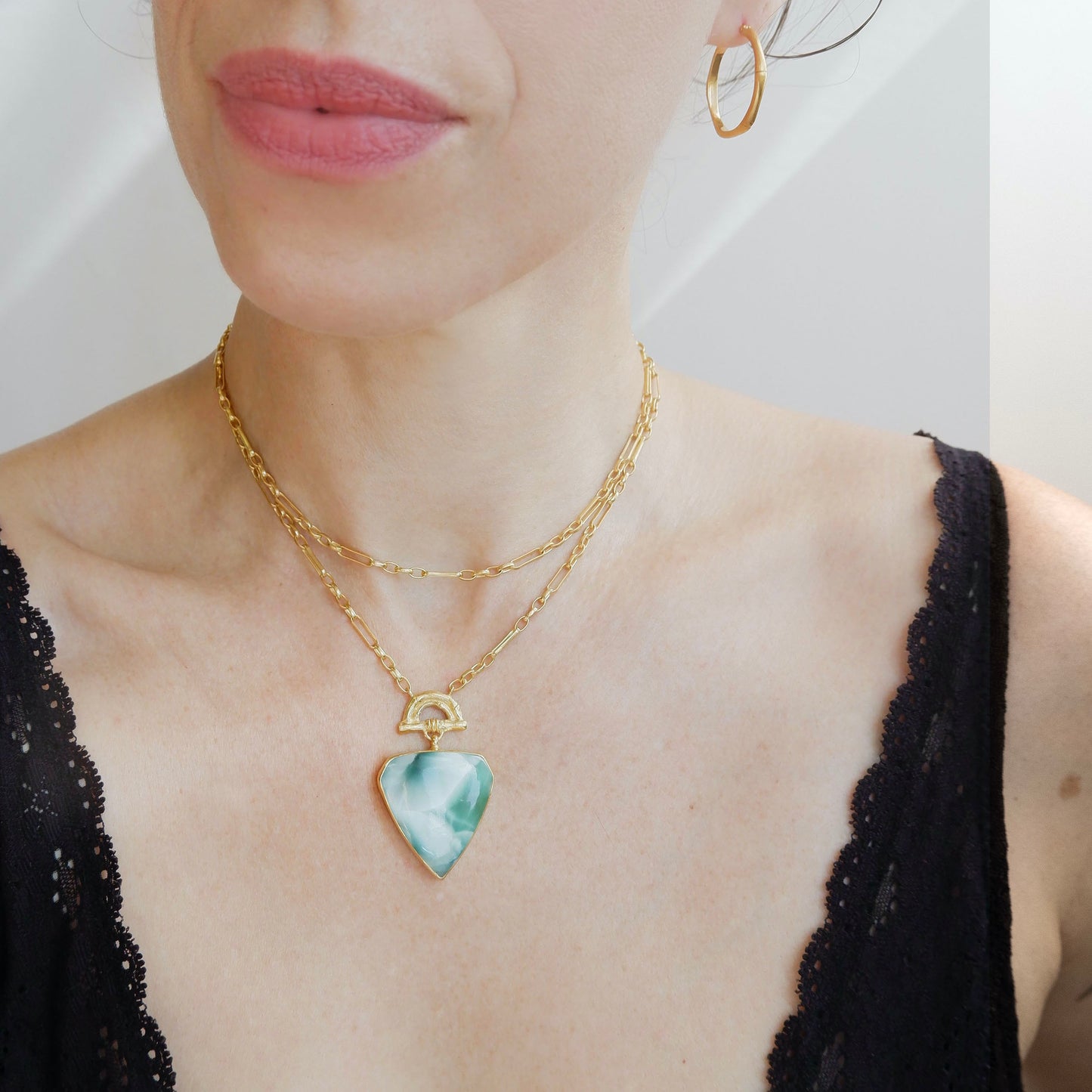 BAMBOO SUNRISE . XL pendant  / O.O.A.K / Hemimorphite