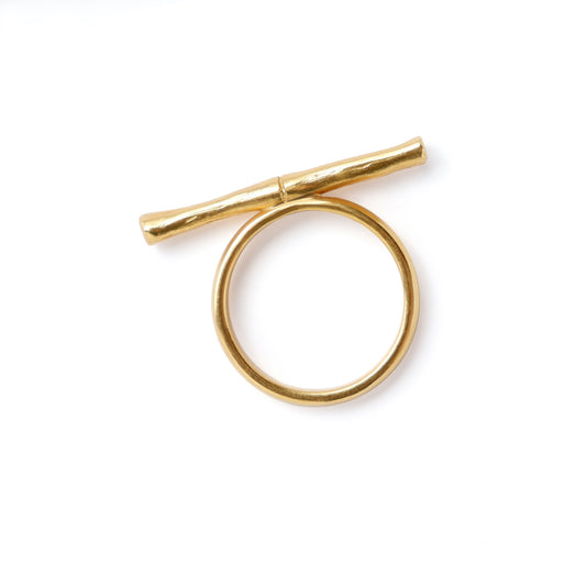Gold Vermeil bamboo cane bar ring