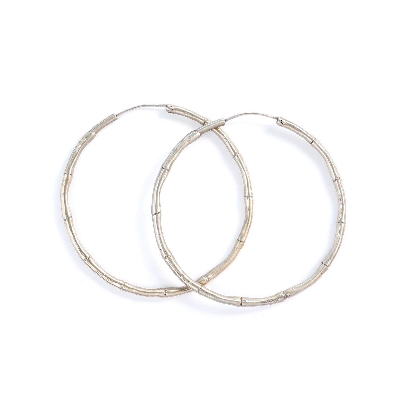 Bamboo Hoops large size, solid sterling silver hula hoops
