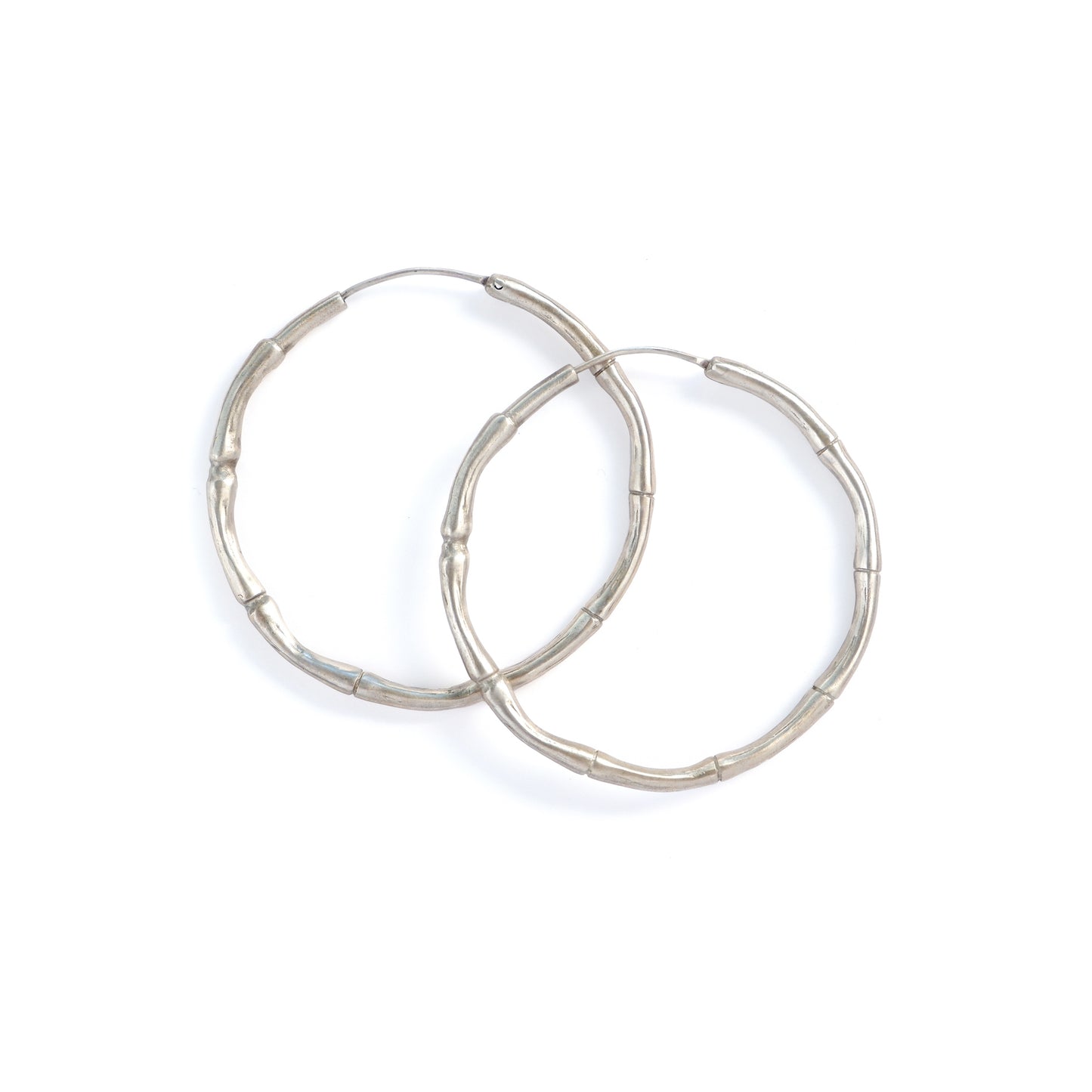 Bamboo Hoops medium size, solid sterling silver hula hoops