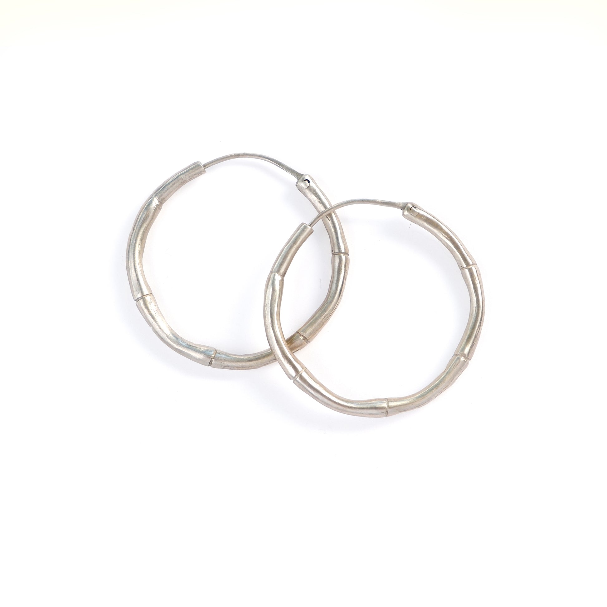 Bamboo Hoops small size, solid sterling silver hula hoops