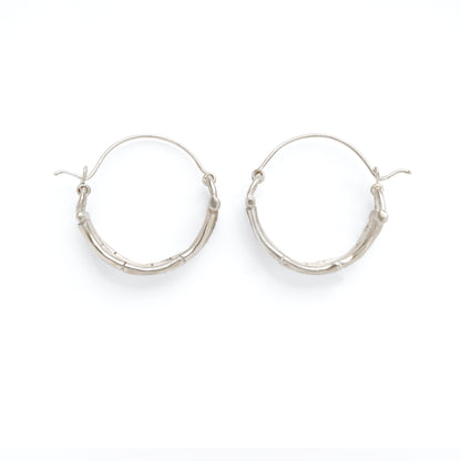 sterling silver bamboo bar rocker hoops side view