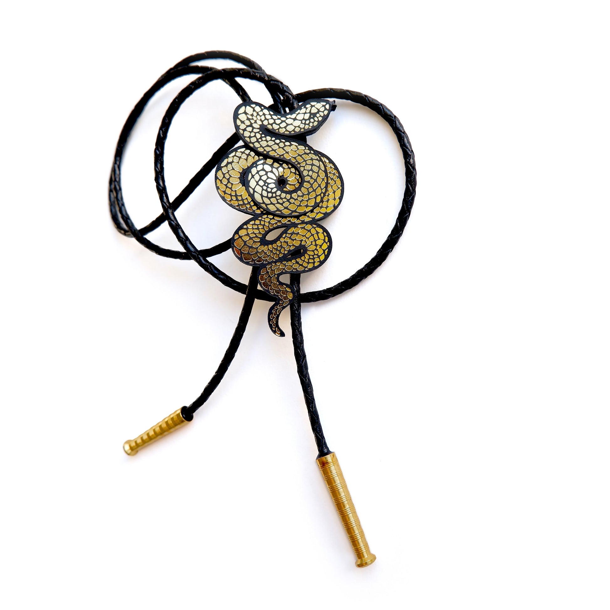 black & gold serpent bolo tie